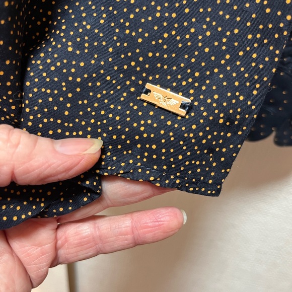 NWOT Park Avenue Navy Blue Button Down Shirt with Polka Dots - Picture 8 of 10